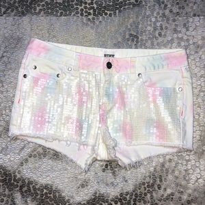 VS PINK jean shorts with sequins